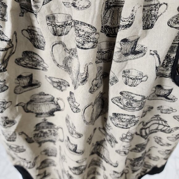 Harman Beige Black Kettles Print Tie Back Cotton Apron - Picture 3 of 5
